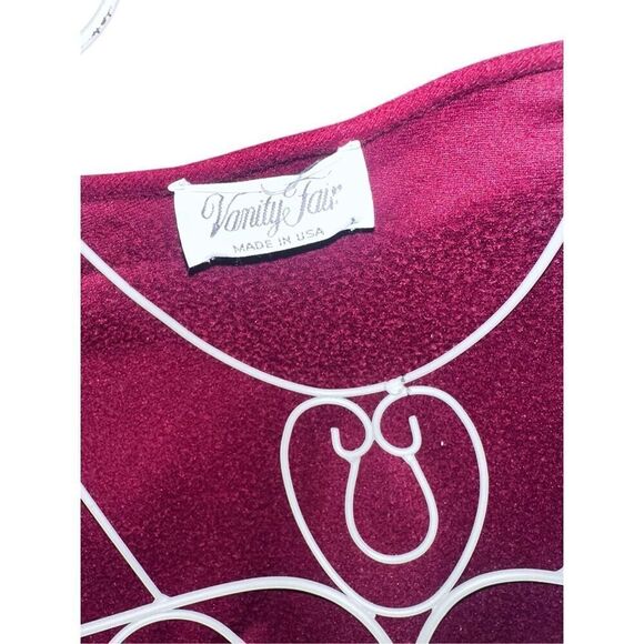 BEAUTIFUL 80s Vintage Vanity Fair Soft Polyester Robe trimmed with Floral Patter - Picture 4 of 13